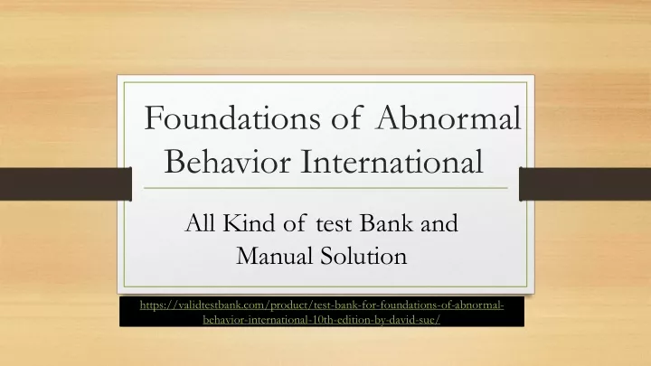 foundations of abnormal behavior international