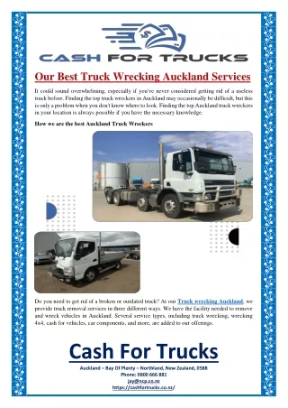 Our Best Truck Wrecking Auckland Services