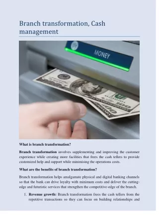 branch transformation cash management
