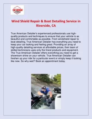 Wind Shield Repair & Boat Detailing Sevice