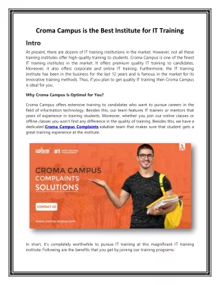 croma campus is the best institute for it training