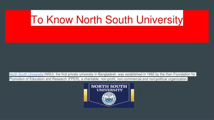 to know north south university