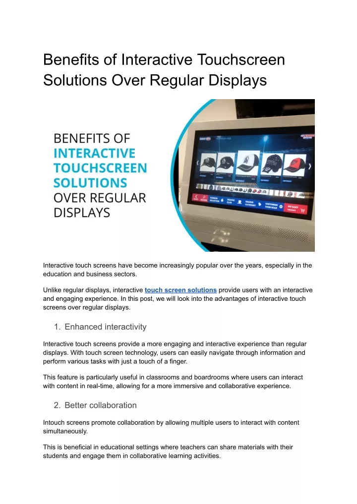 benefits of interactive touchscreen solutions