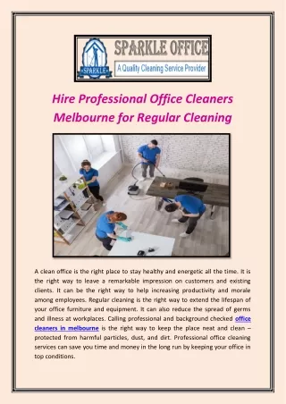 Hire Professional Office Cleaners Melbourne for Regular Cleaning