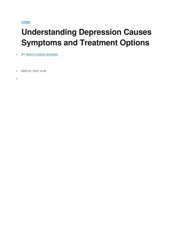 health understanding depression causes symptoms