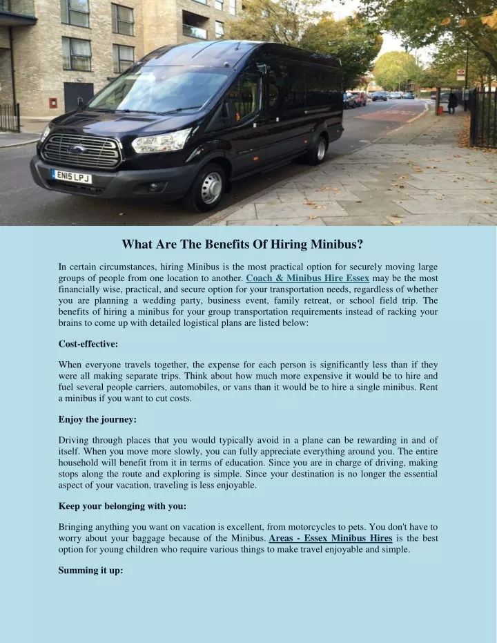 what are the benefits of hiring minibus