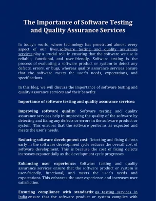 the importance of software testing and quality