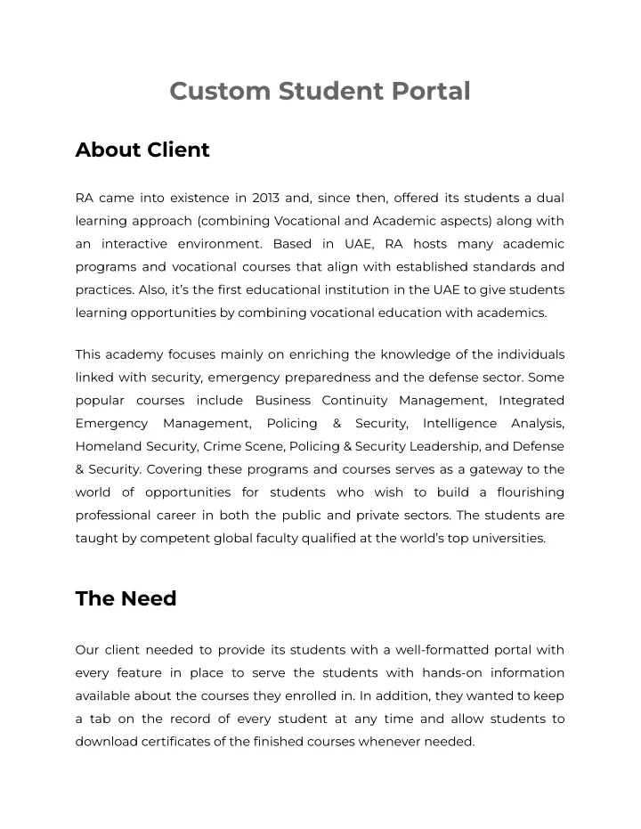 custom student portal