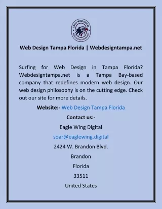 Web Design Tampa Florida  Webdesigntampa.net