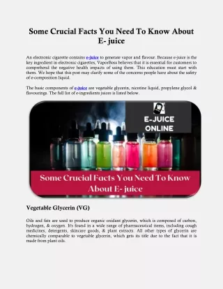 some crucial facts you need to know about e juice