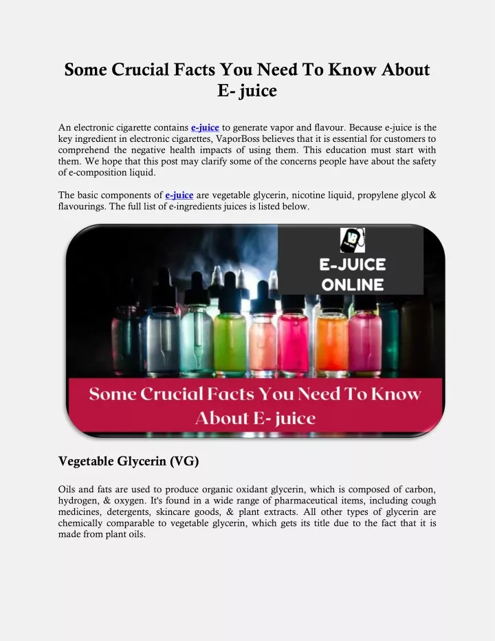 some crucial facts you need to know about e juice