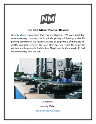 The Best Maker Product Review