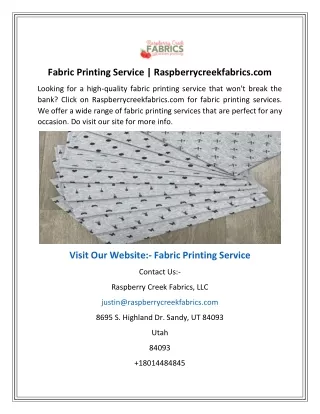 Fabric Printing Service  Raspberrycreekfabrics.com