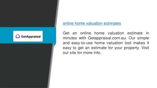 Online Home Valuation Estimates  Getappraisal.com.au