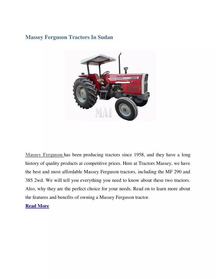massey ferguson tractors in sudan