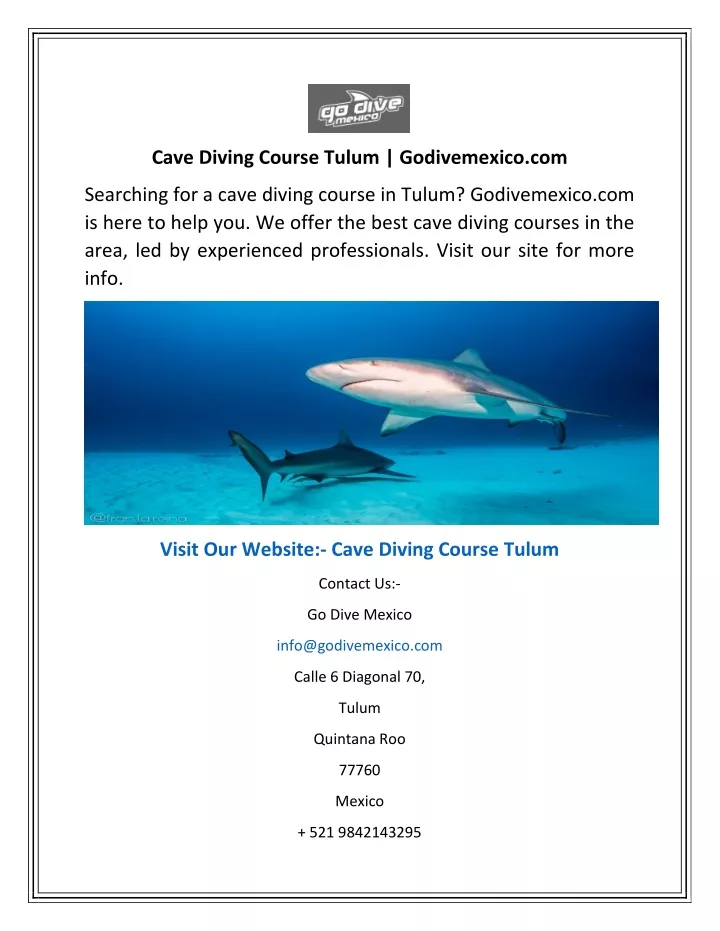 cave diving course tulum godivemexico com