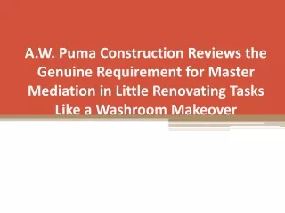 A.W. Puma Construction Reviews the Genuine Requirement for Master Mediation in Little Renovating Tasks Like a Washroom M
