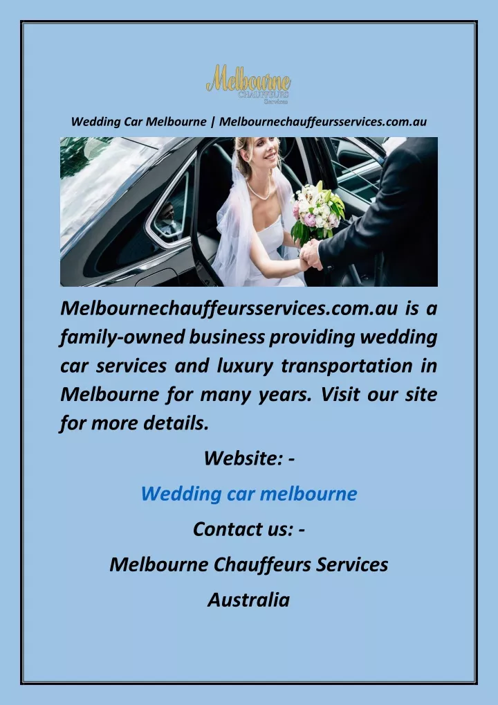 wedding car melbourne melbournechauffeursservices