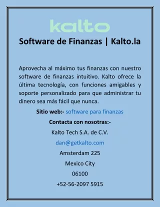 Software de Finanzas  Kalto.la