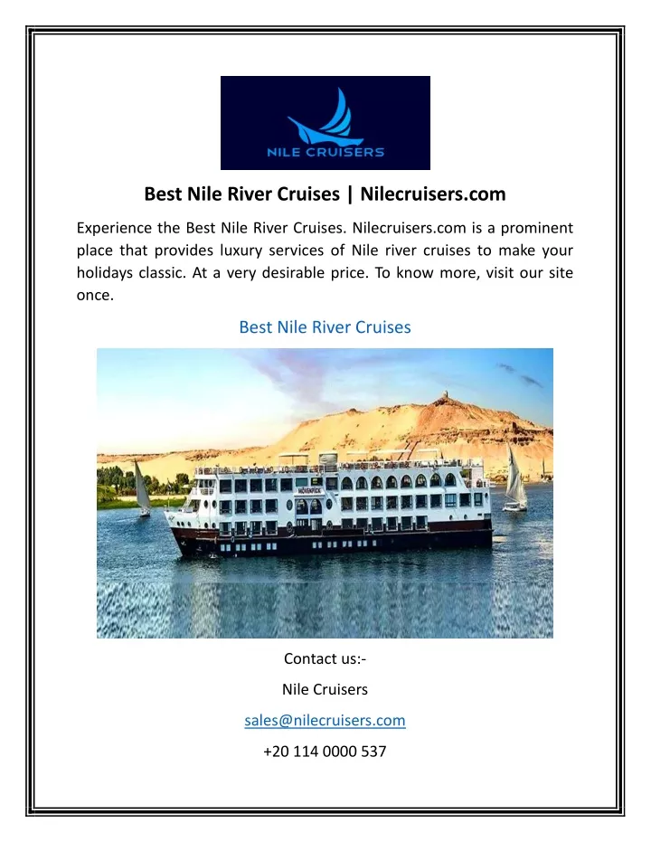 best nile river cruises nilecruisers com