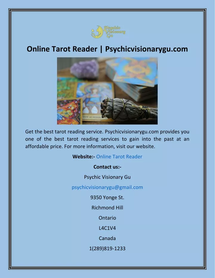 online tarot reader psychicvisionarygu com