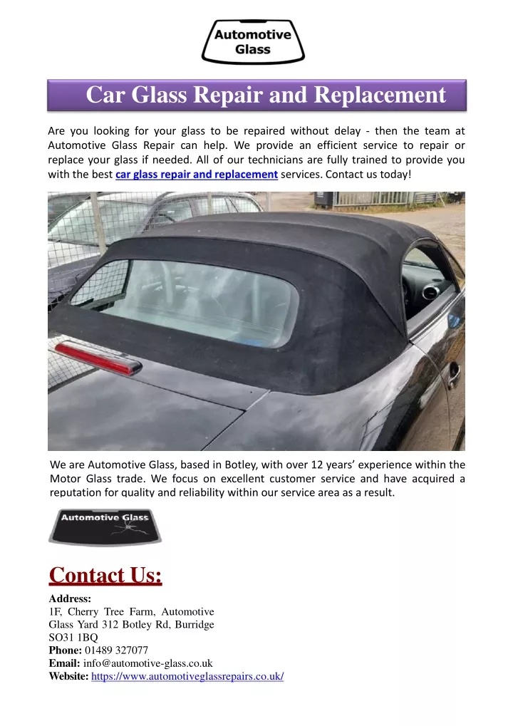 car glass repair and replacement