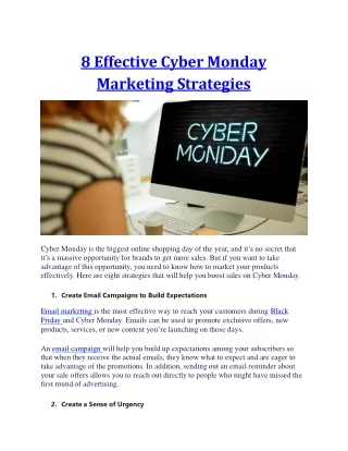 8 Effective Cyber Monday Marketing Strategies