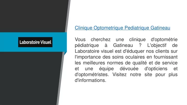 clinique optometrique pediatrique gatineau vous