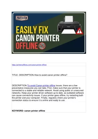 How to avoid canon printer offline?