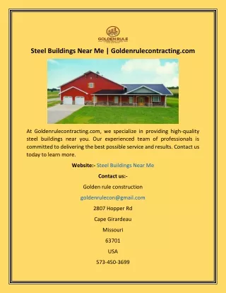 Steel Buildings Near Me  Goldenrulecontracting