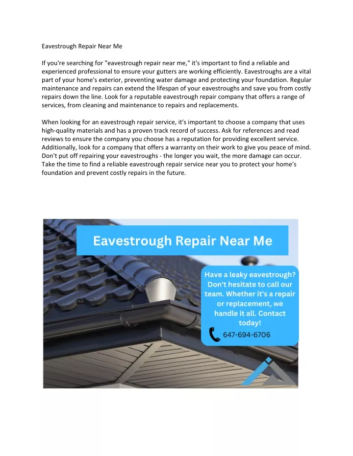eavestrough repair near me if you re searching