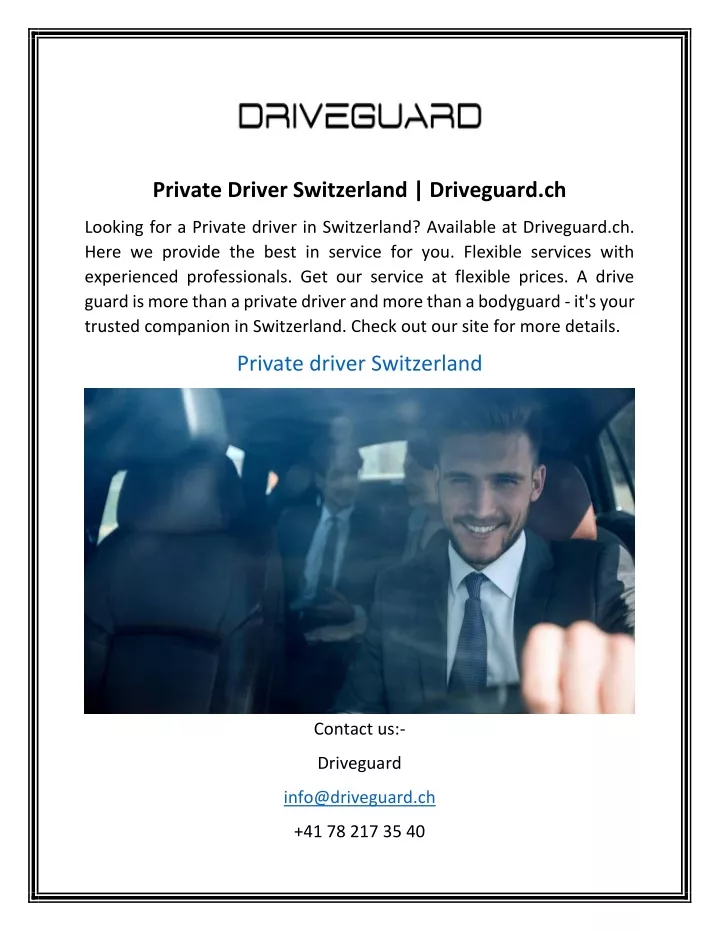 private driver switzerland driveguard ch