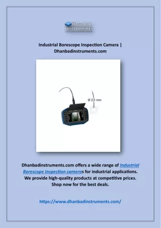 Industrial Borescope Inspection Camera | Dhanbadinstruments.com