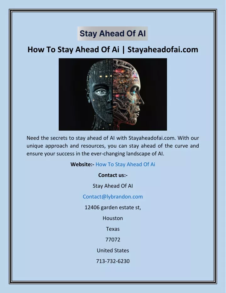 how to stay ahead of ai stayaheadofai com