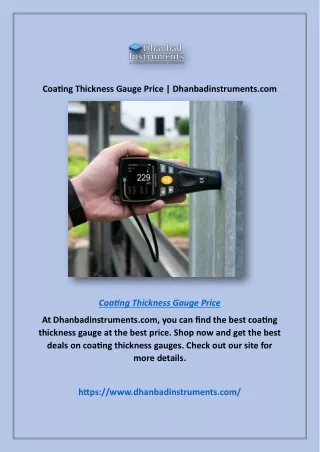 Coating Thickness Gauge Price | Dhanbadinstruments.com