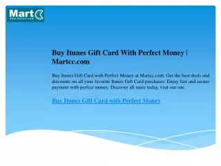 Buy Itunes Gift Card With Perfect Money  Martcc.com