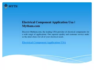 Electrical Component Application Usa  Mytham.com