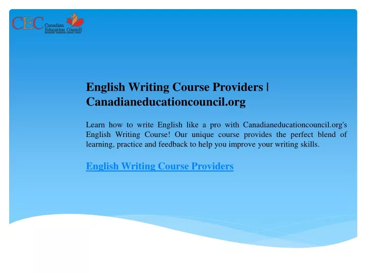 english writing course providers