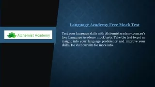 Language Academy Free Mock Test  Alchemistacademy.com.au
