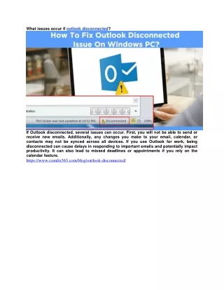 What issues occur if outlook disconnected