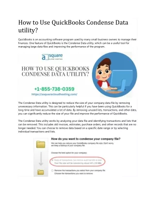 How to Use QuickBooks Condense Data utility