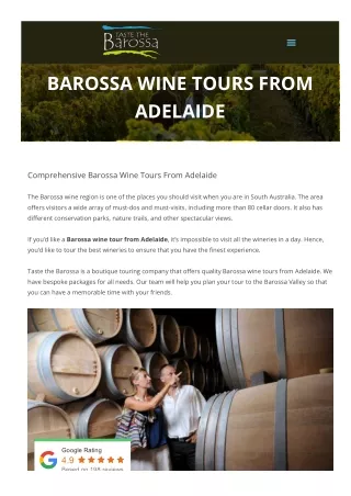 Barossa Wine Tours from Adelaide