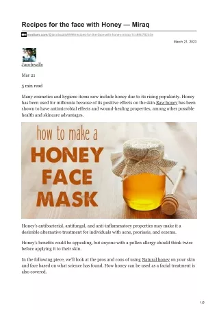 Recipes for the face with Honey — Miraq