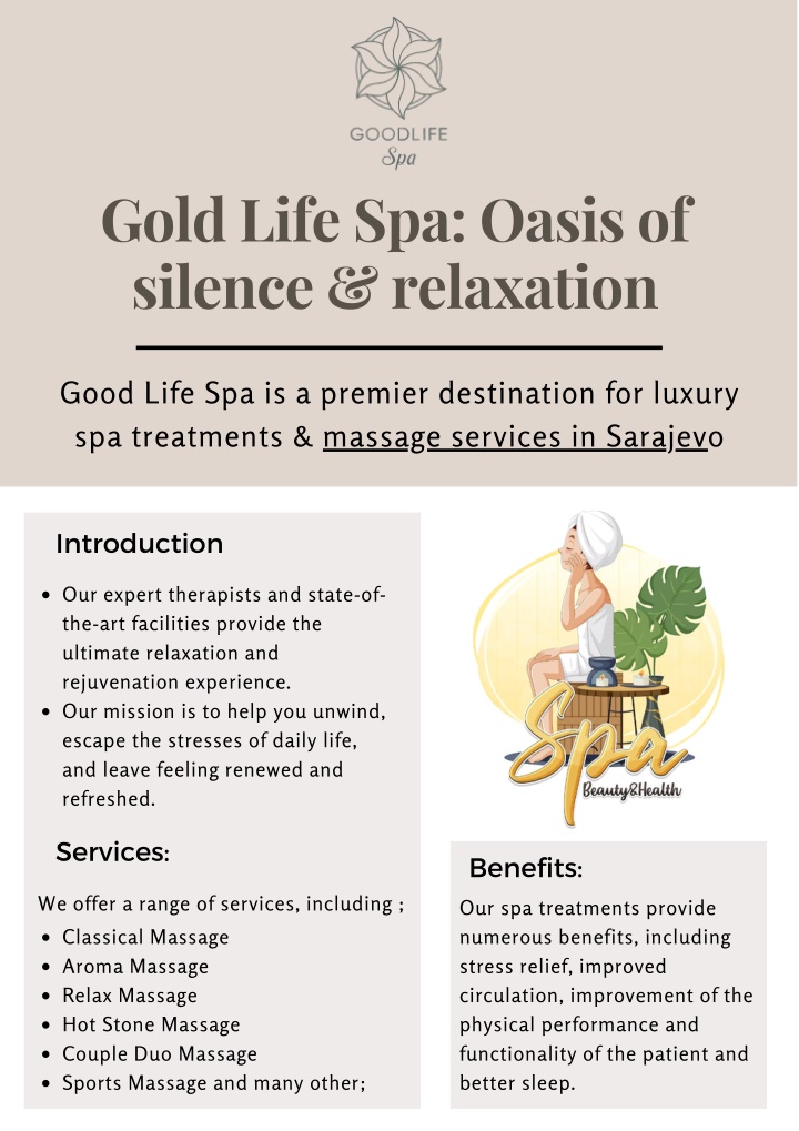 gold life spa oasis of silence relaxation