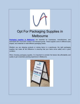 Opt For Packaging Supplies in Melbourne