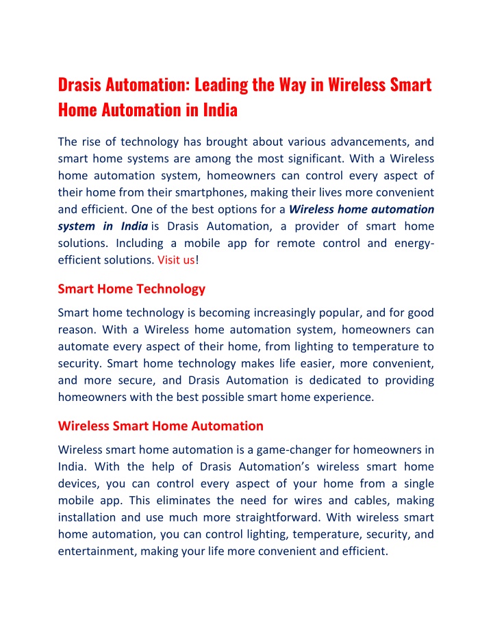 drasis automation leading the way in wireless