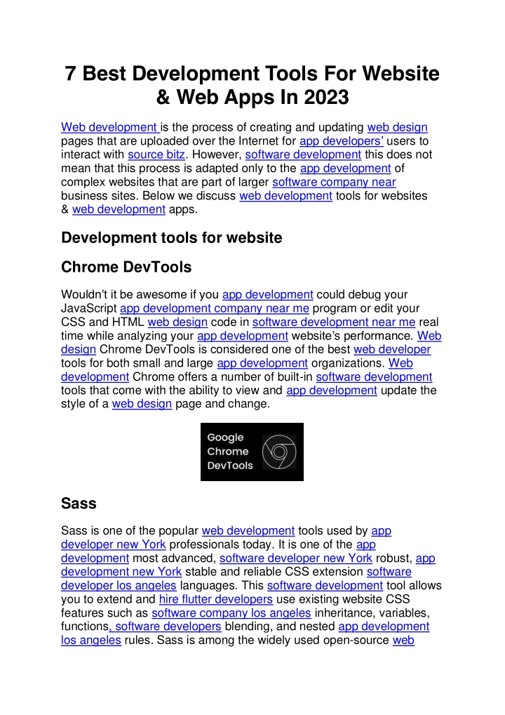 7 best development tools for website web apps