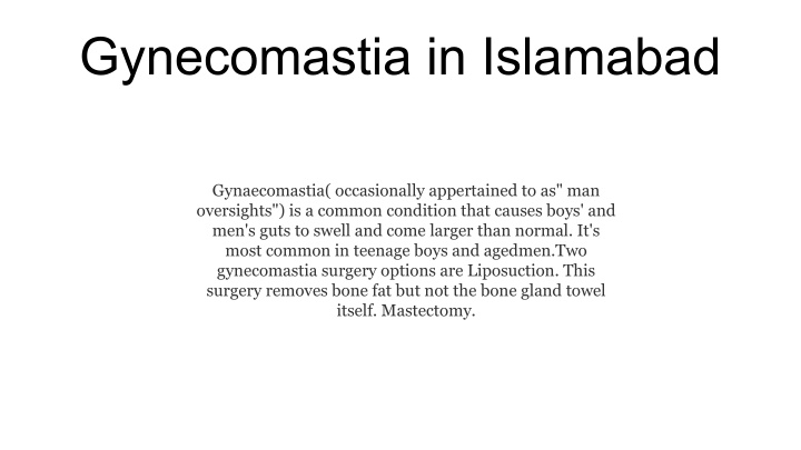 gynecomastia in islamabad