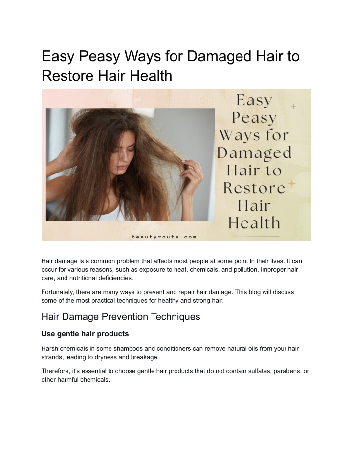 easy peasy ways for damaged hair to restore hair