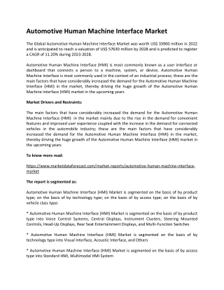 automotive human machine interface market